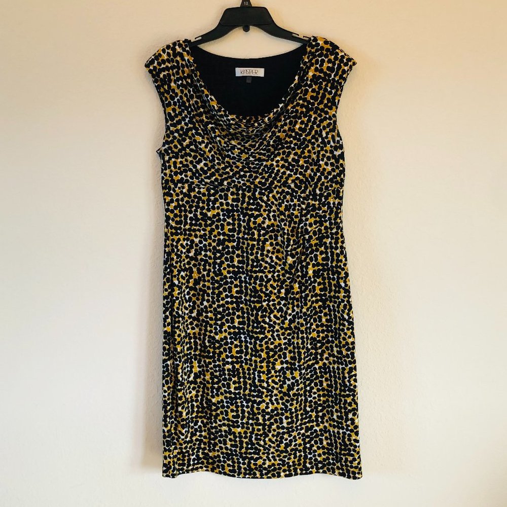 Kasper mustard/black print dress size L